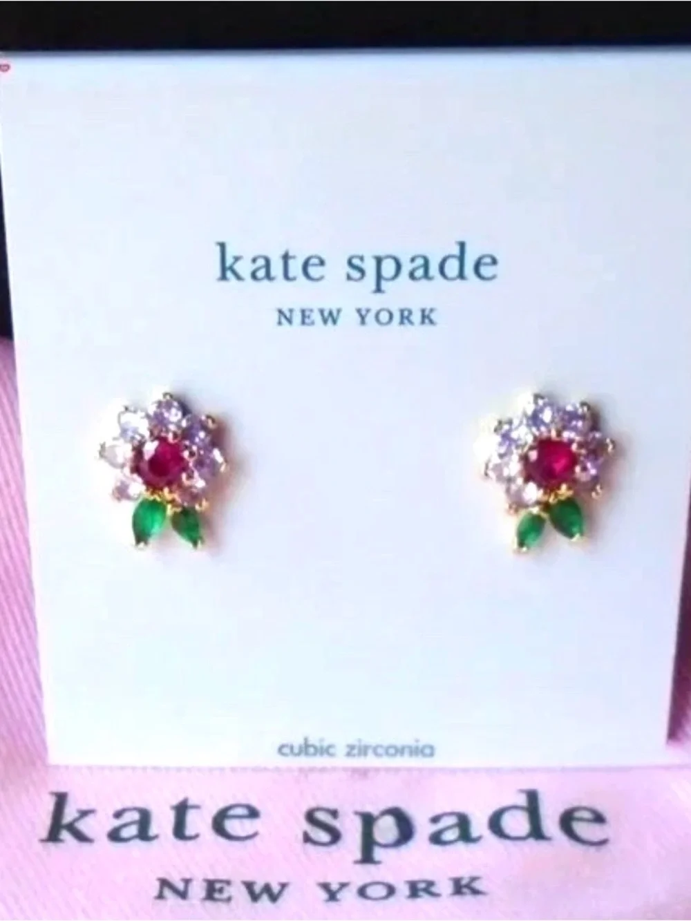 Kate Spade-Bloom-Flower Cubic zirconia Earrings-Multi - NWT